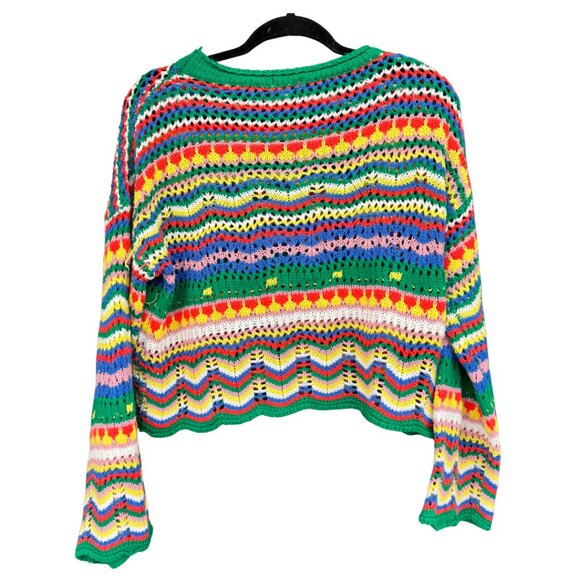 Colorful Striped Women's Crew Neck Sweater - Picture 5 of 5